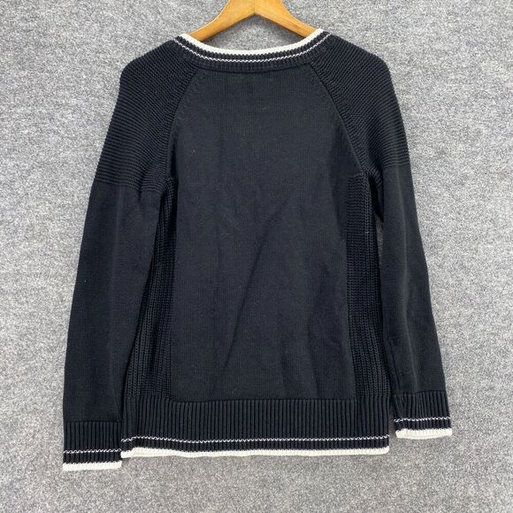 Calvin Klein Sweater Pullover Women M Medium Black Knit V-Neck Long Sleeve - Picture 2 of 9